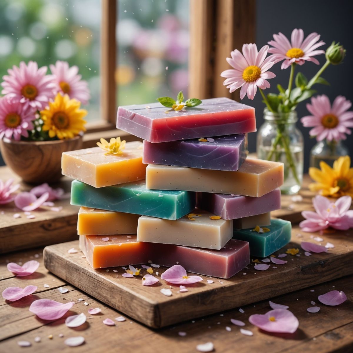 صابون جلسرين شفاف ملون بألوان طبيعية