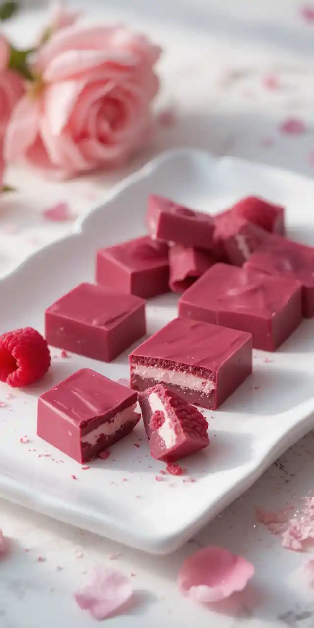 تتميز الشوكولاتة الروبي الزهرية بنكهتها الفاكهية ولونها الوردي الفاخر، وتحتاج إلى حشوات خفيفة ومتوازنة مثل الفراولة، التوت، الكراميل الخفيف أو الفانيليا. هذه الاختيارات تعزز طعمها المميز وتمنحها لمسة راقية مناسبة للحلويات الفاخرة والهدايا.